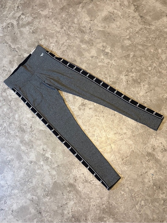 Victoria's Secret Pants - VS PINK leggings gray black side stripe logo stretch active wear | XS